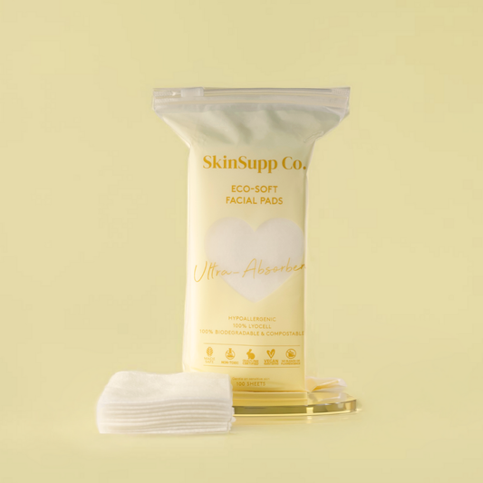 SkinSupp Co. Lyocell Facial Pads, SIngle yellow soft pack of 100 Lyocell Facial Pads